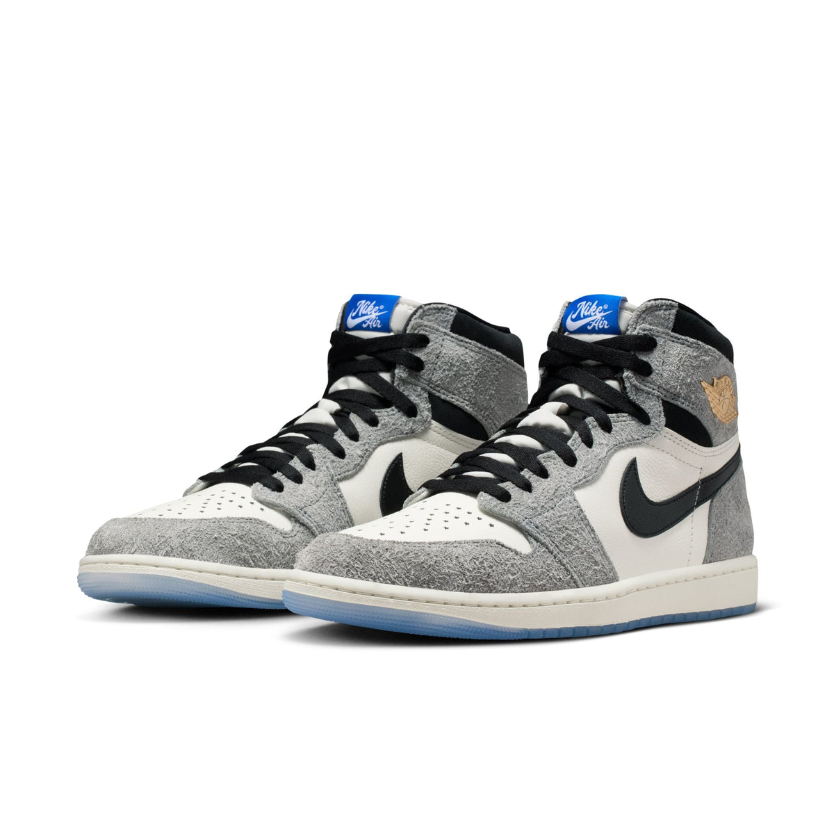 Air Jordan 1 Retro High OG - COOL GREY/BLACK-SAIL-GAME ROYAL for Men - product image from the listing.