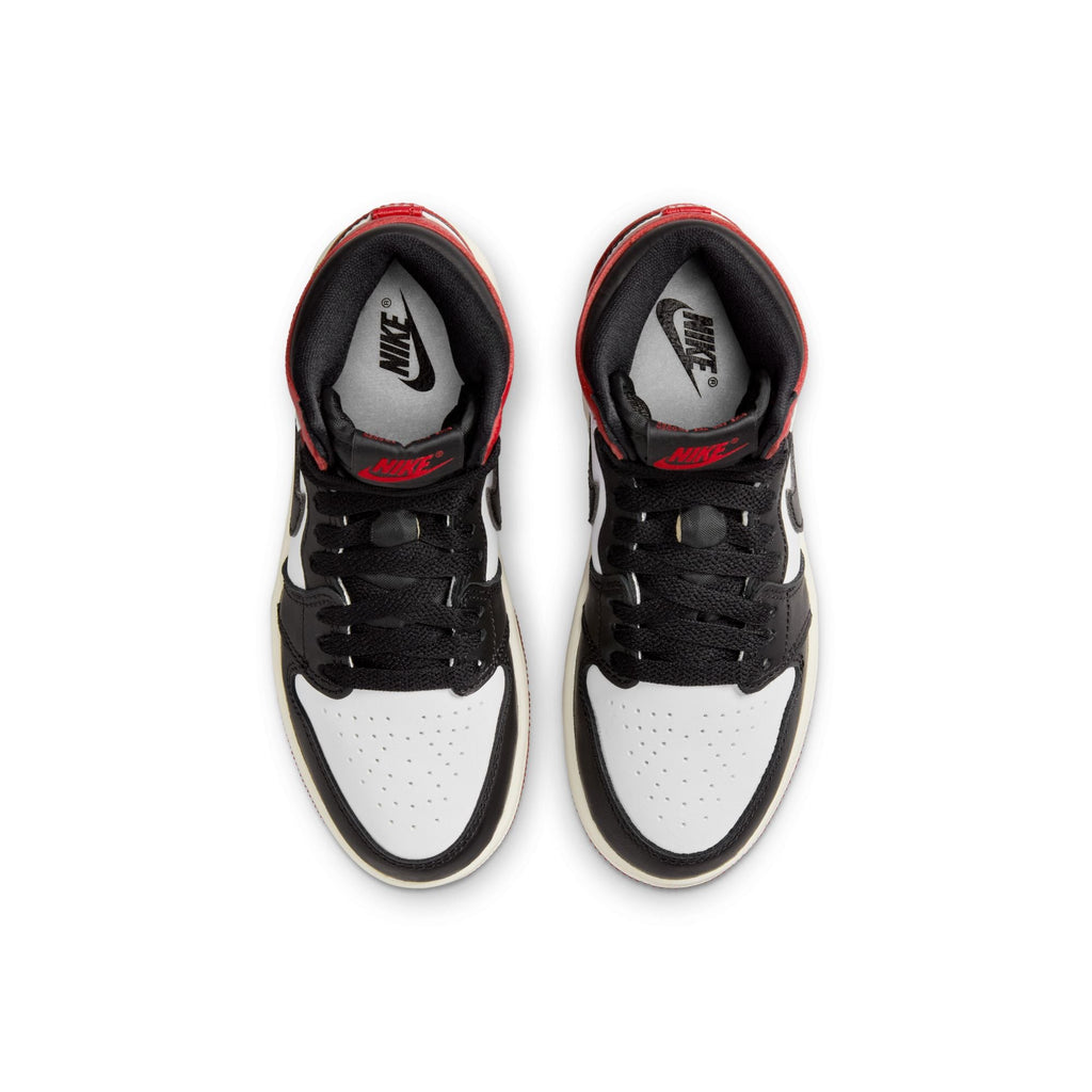 "Black Toe" Preschool Air Jordan 1 Retro High OG WHITE/BLACK-VARSITY RED-SAIL - product image from the listing.