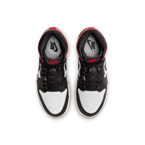 "Black Toe" Preschool Air Jordan 1 Retro High OG WHITE/BLACK-VARSITY RED-SAIL - product image from the listing.
