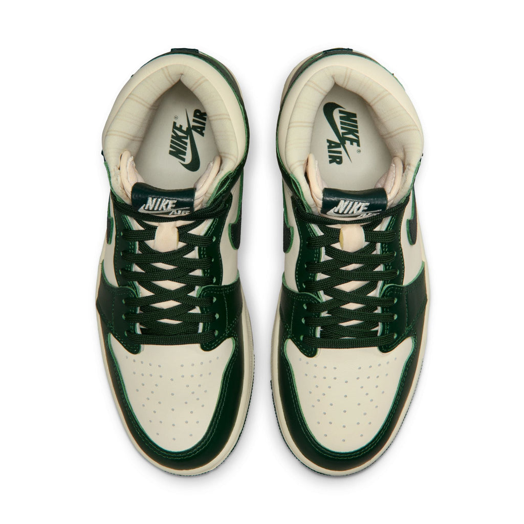 Air Jordan 1 Retro High OG - PALE IVORY/PRO GREEN-FIR-COCONUT MILK for Women - product image from the listing.