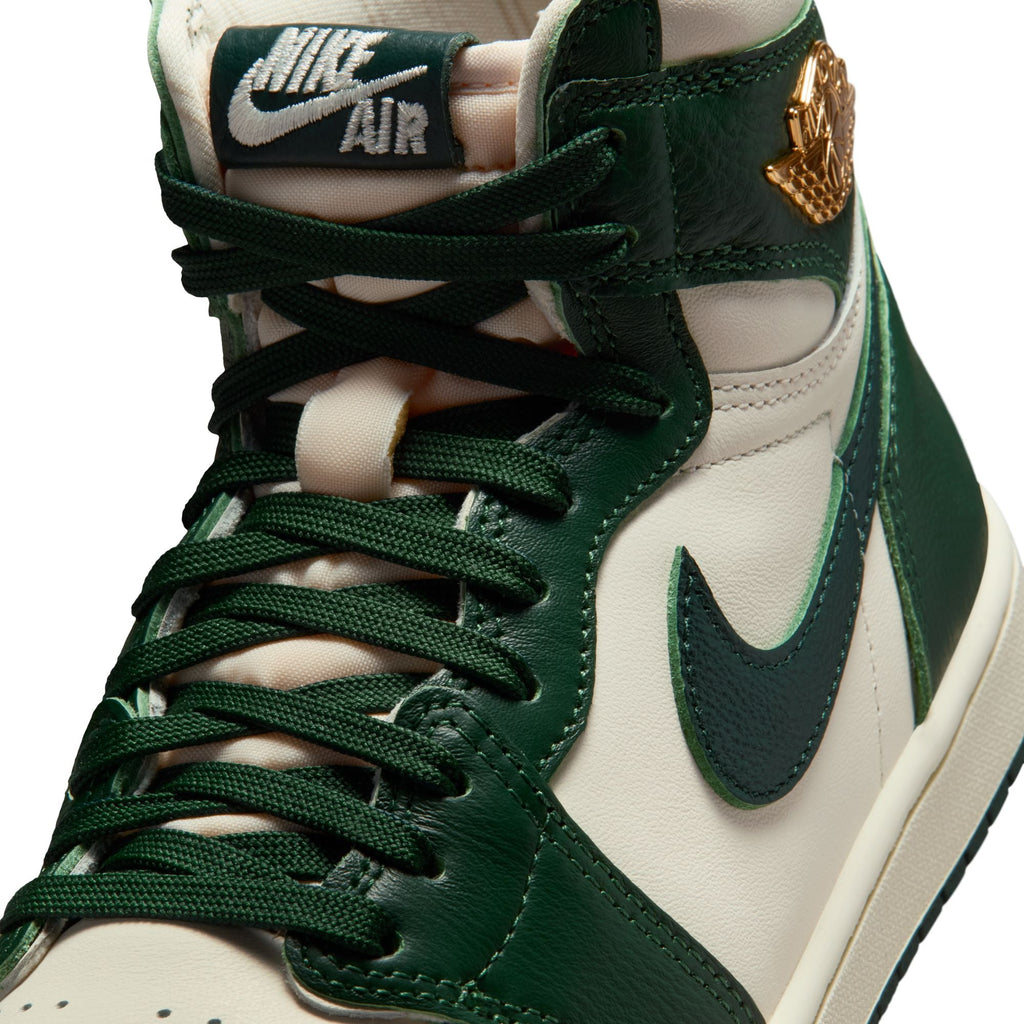 Air Jordan 1 Retro High OG - PALE IVORY/PRO GREEN-FIR-COCONUT MILK for Women - product image from the listing.