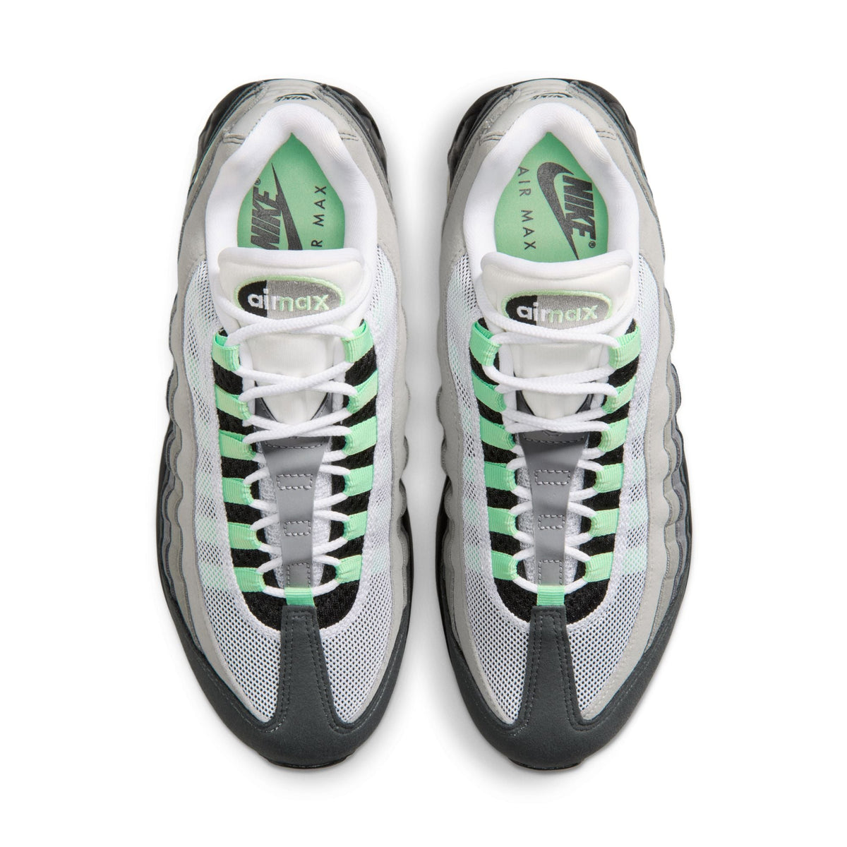 Nike Air Max 95 Big Bubble-BLACK/FRESH MINT-WHITE-MEDIUM GREY for Women - product image from the listing.