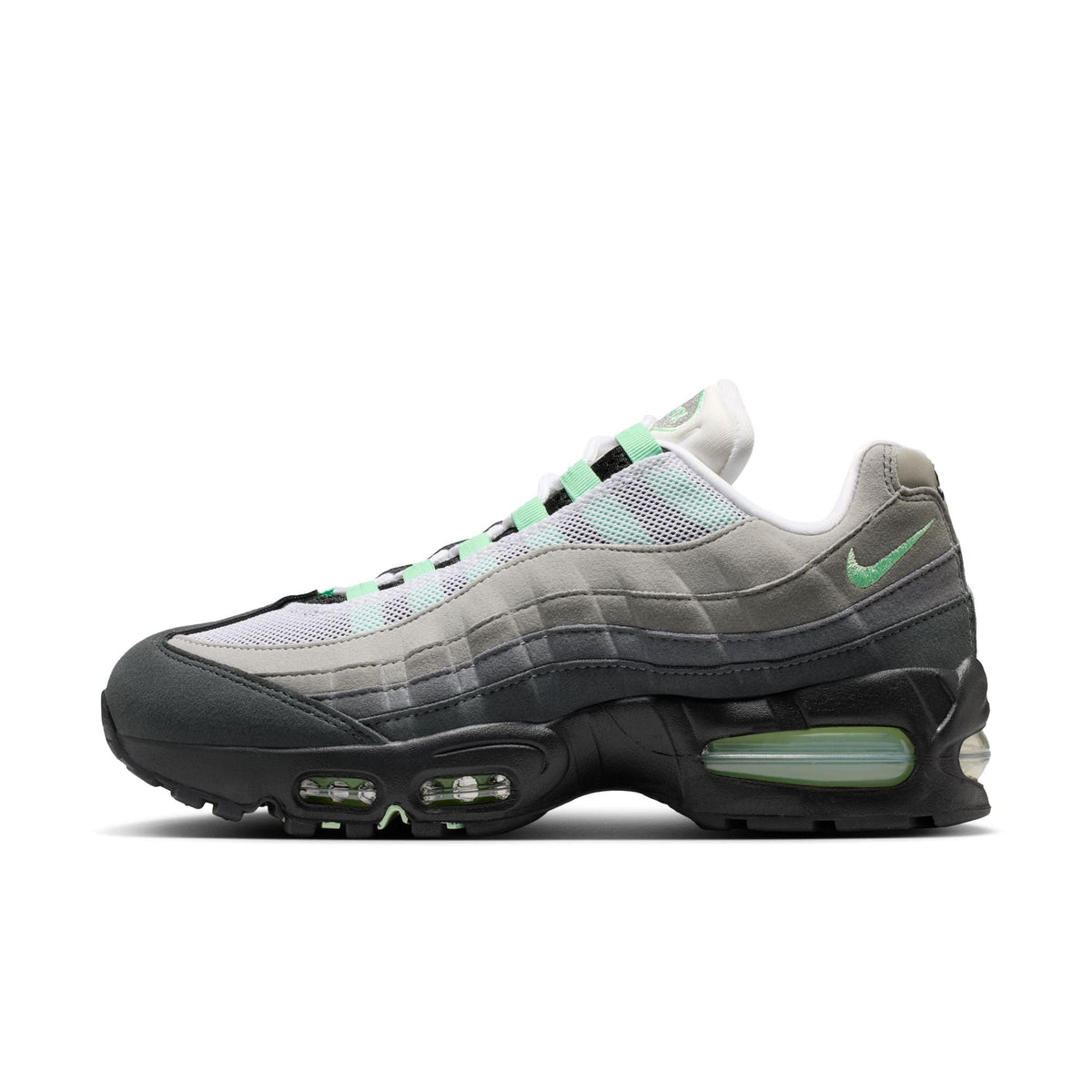 Nike Air Max 95 Big Bubble-BLACK/FRESH MINT-WHITE-MEDIUM GREY for Women - product image from the listing.