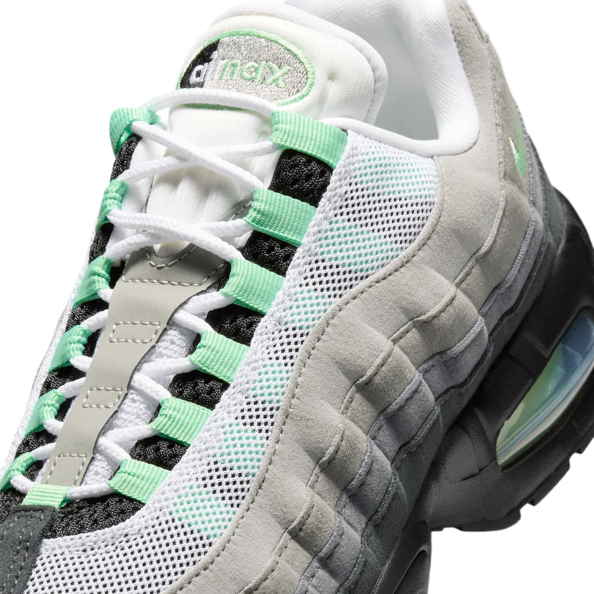 Nike Air Max 95 Big Bubble-BLACK/FRESH MINT-WHITE-MEDIUM GREY for Women - product image from the listing.