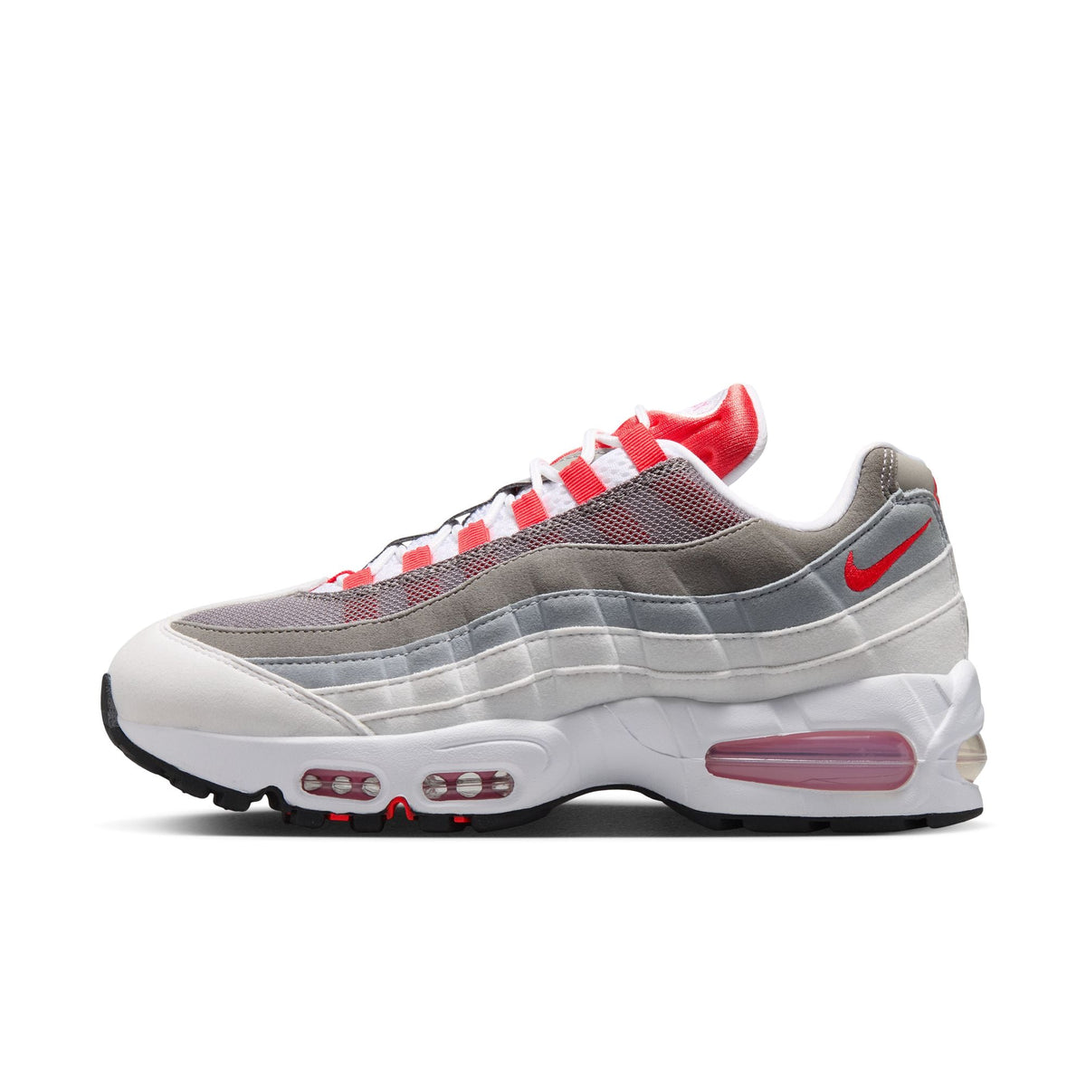 Nike Air Max 95 Big Bubble - WHITE/LT CRIMSON-PINK RISE-WOLF GREY for Women - product image from the listing.