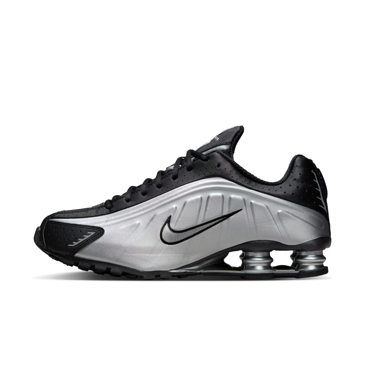 Nike Shox R4 - METALLIC SILVER/METALLIC SILVER-BLACK for Men - product image from the listing.