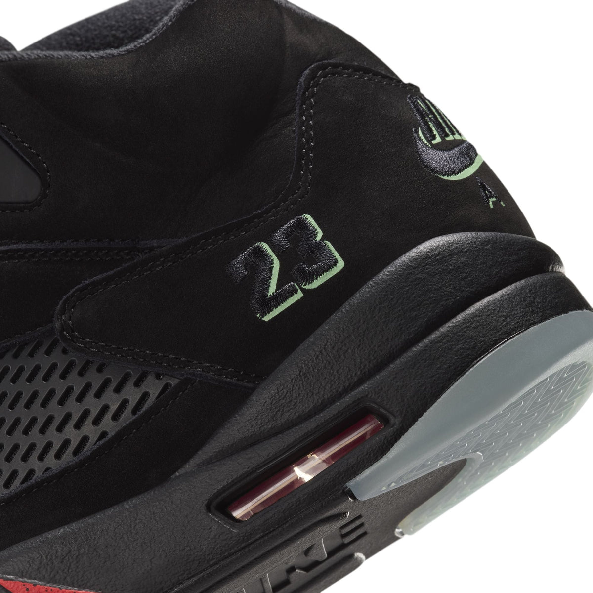 Air Jordan 5 Retro "Halloween" - BLACK/BLACK-PICANTE RED-GLOW N THE DARK for Men - product image from the listing.