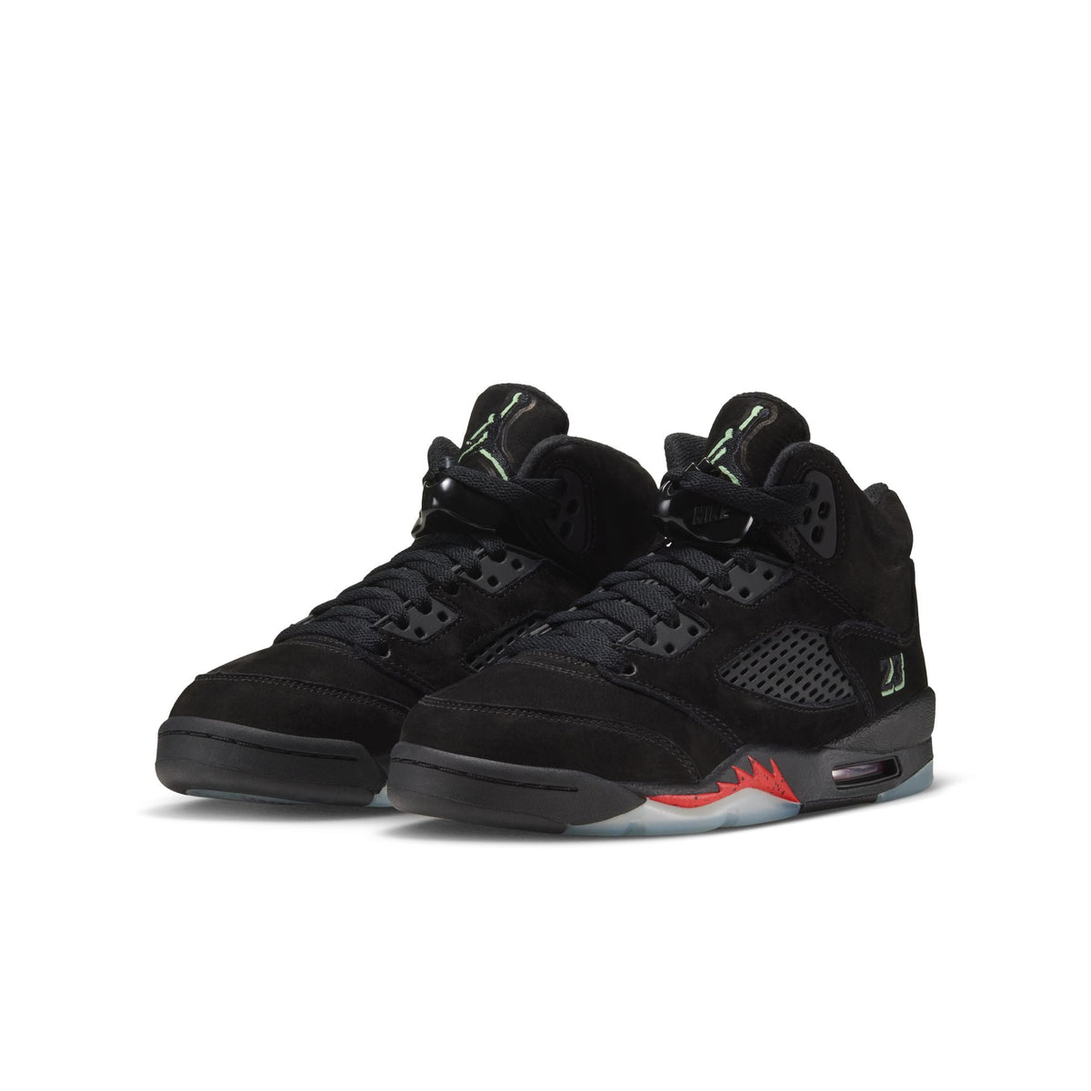 "Halloween" GS Air Jordan 5 Retro BLACK/BLACK-PICANTE RED-GLOW N THE DARK - product image from the listing.