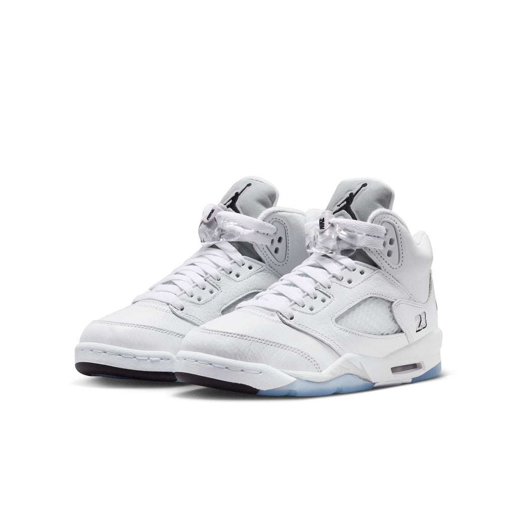 "White Metallic" GS Air Jordan 5 Retro OG WHITE/BLACK-METALLIC SILVER - product image from the listing.