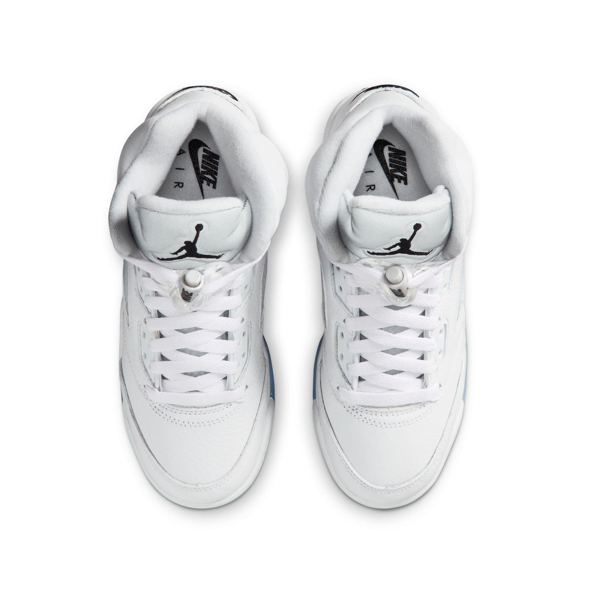 "White Metallic" GS Air Jordan 5 Retro OG WHITE/BLACK-METALLIC SILVER - product image from the listing.