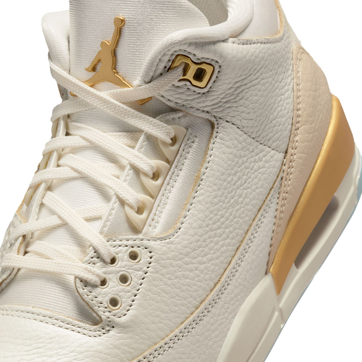 Air Jordan 3 Retro "Sail and Pale Ivory" - SAIL/TEAM GOLD-PALE IVORY-METALLIC GOLD for Women - product image from the listing.