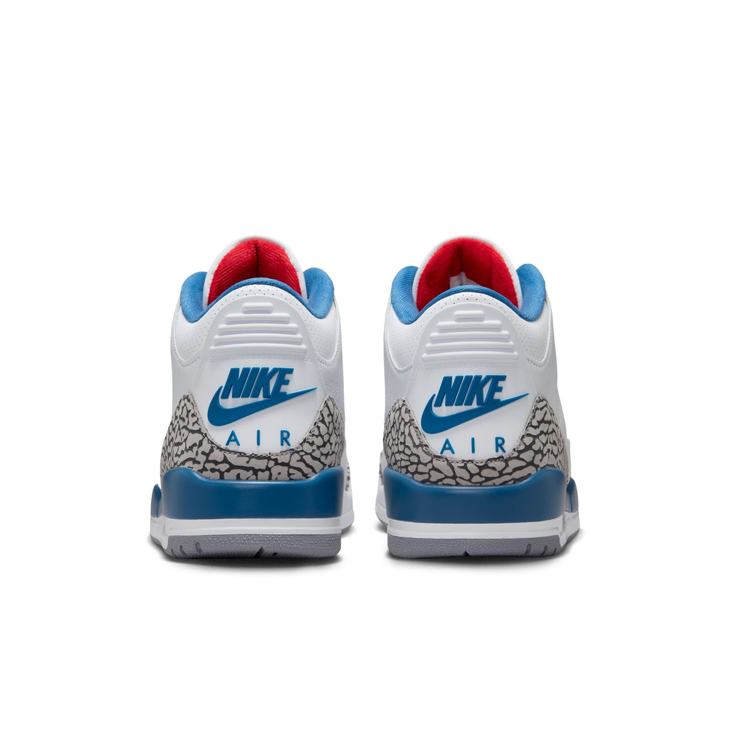 Air Jordan 3 Retro-WHITE/FIRE RED-TRUE BLUE for Men - product image from the listing.