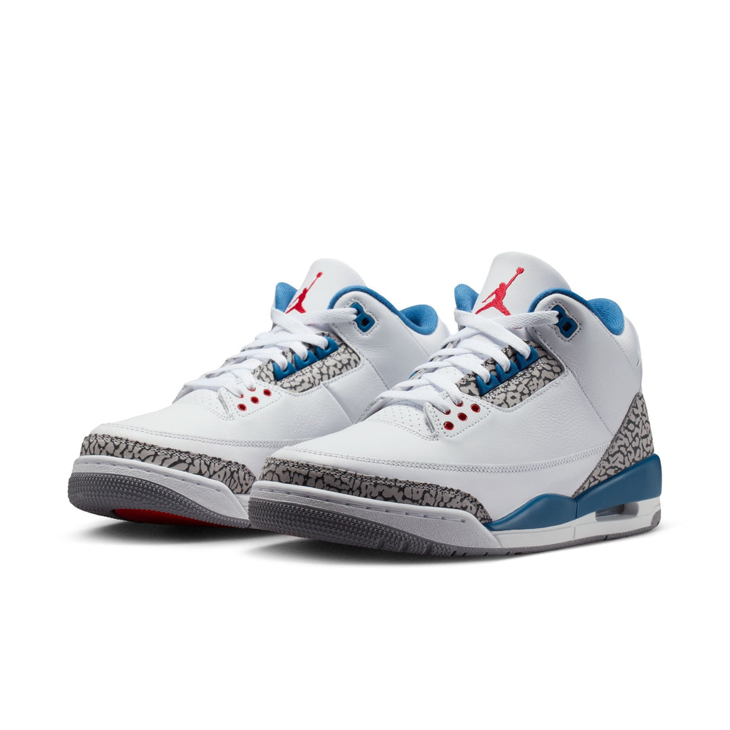 Air Jordan 3 Retro-WHITE/FIRE RED-TRUE BLUE for Men - product image from the listing.