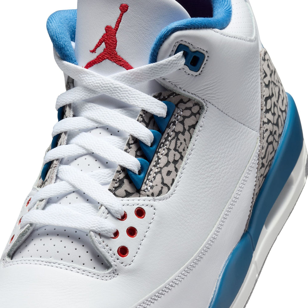 Air Jordan 3 Retro-WHITE/FIRE RED-TRUE BLUE for Men - product image from the listing.