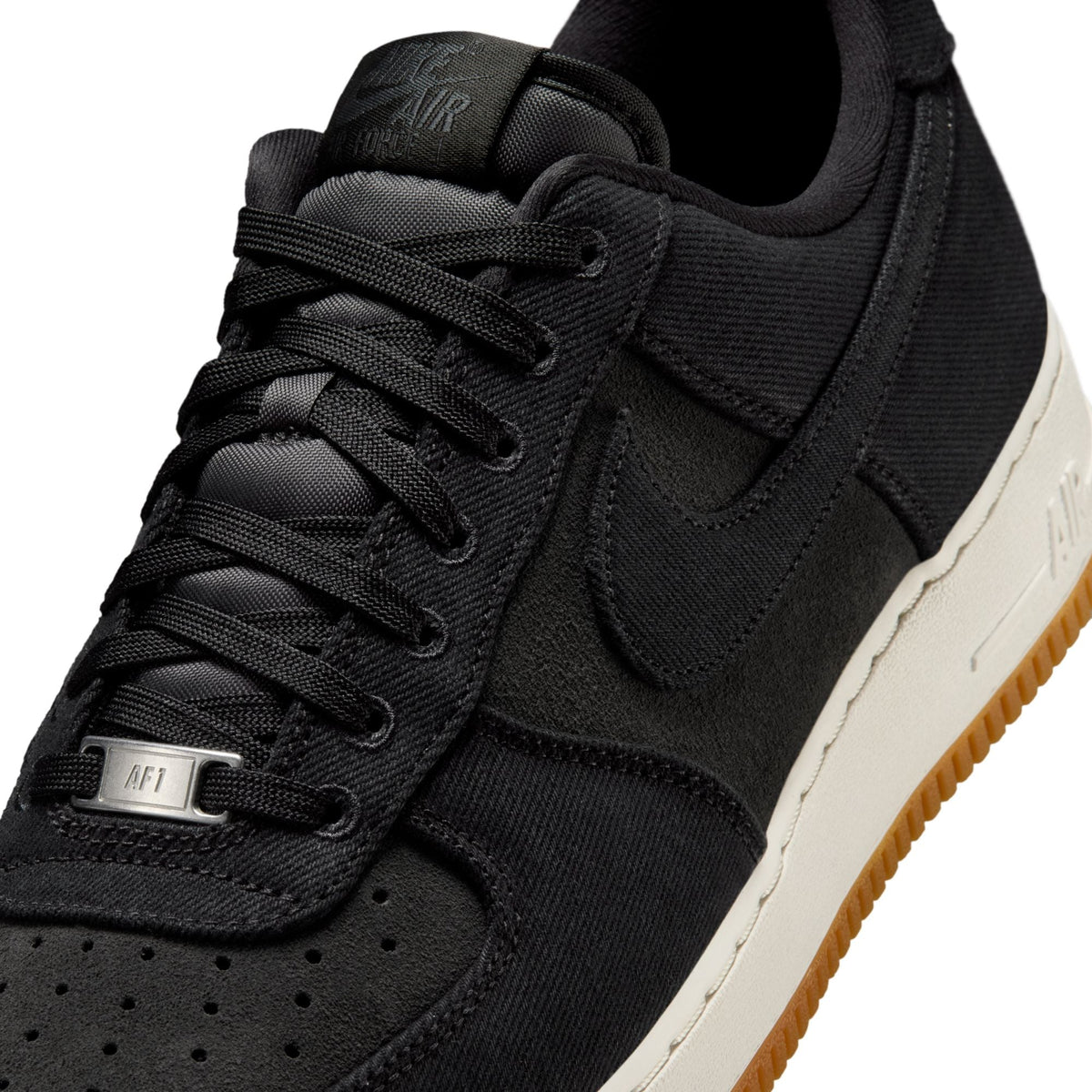 Nike Air Force 1 '07 Lv8 "Denim" - BLACK/BLACK-DK SMOKE GREY-GUM MED BROWN for Men - product image from the listing.