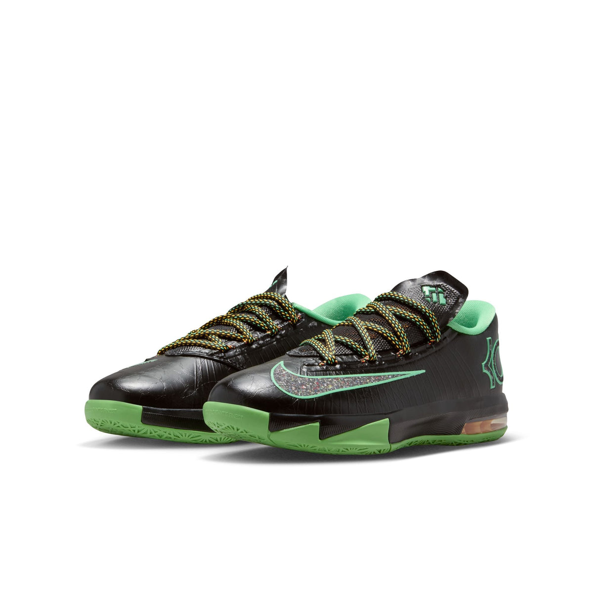 Big Kids Nike Kd 6-BLACK/MULTI-COLOR-LT LUCID in GREEN - product image from the listing.