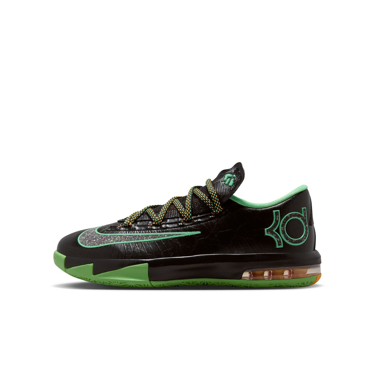 Big Kids Nike Kd 6-BLACK/MULTI-COLOR-LT LUCID in GREEN - product image from the listing.