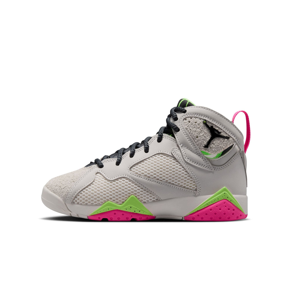 "Tennis Day" GS Air Jordan 7 Retro PHANTOM/ANTHRACITE-LIME BLAST-PINK BLAST - product image from the listing.