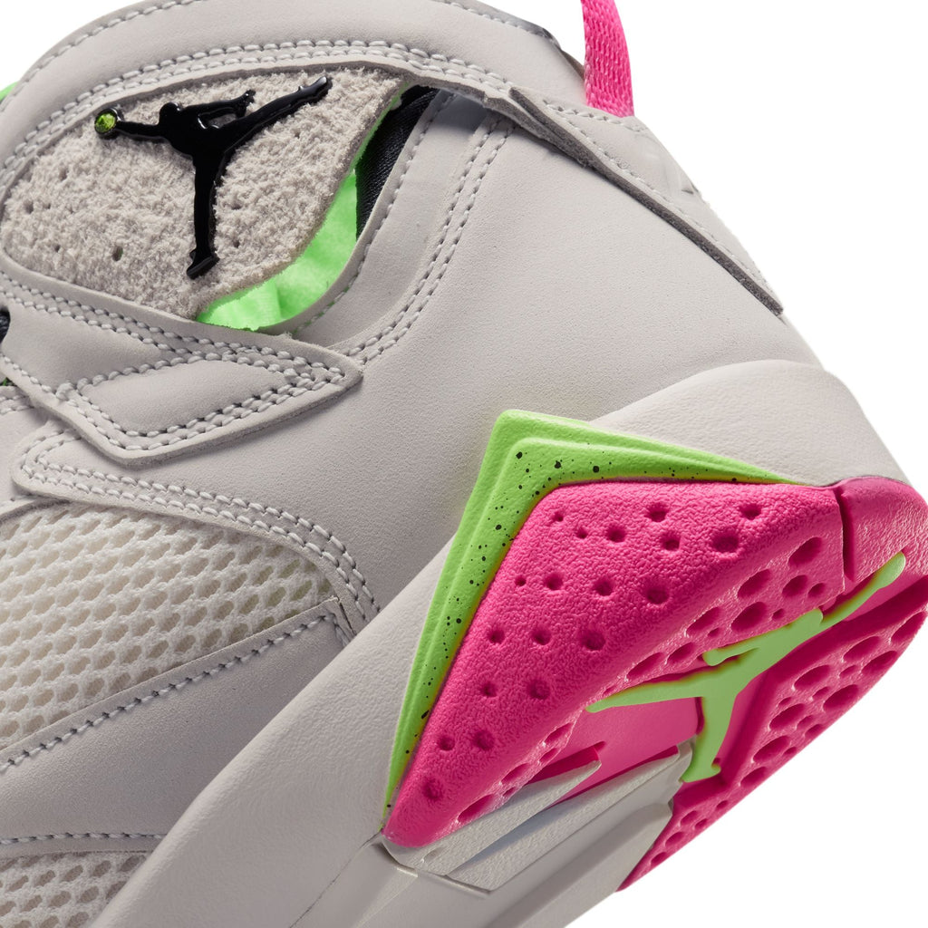 "Tennis Day" GS Air Jordan 7 Retro PHANTOM/ANTHRACITE-LIME BLAST-PINK BLAST - product image from the listing.