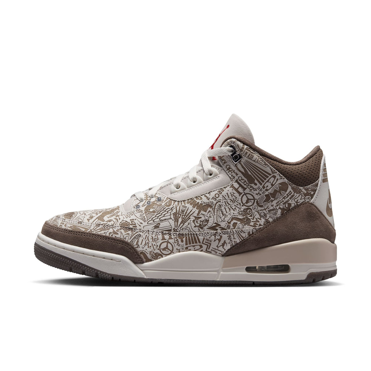Air Jordan 3 Retro Laser - PHANTOM/UNIVERSITY RED-PALOMINO-SAIL for Men - product image from the listing.