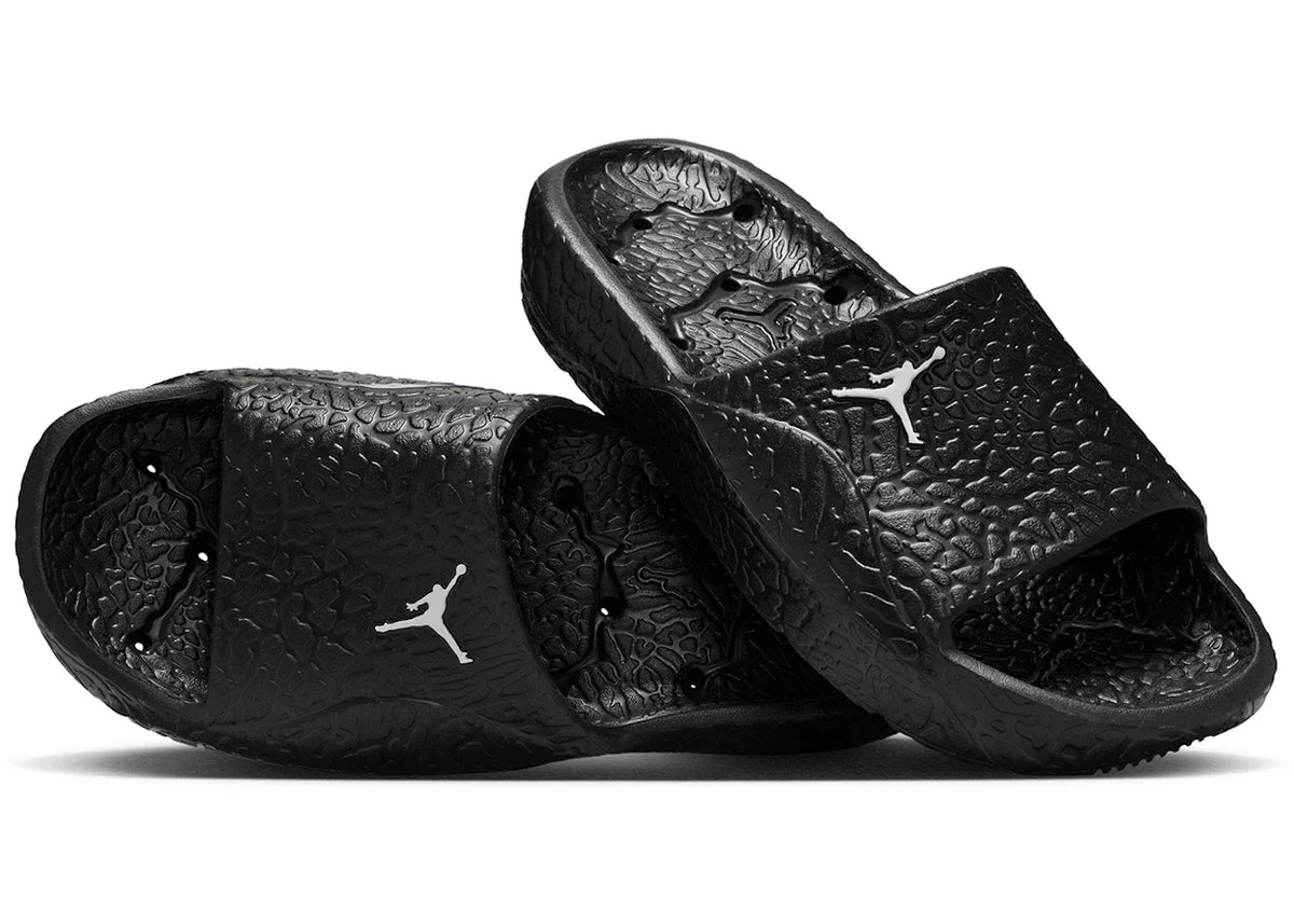 Jordan Franchise Shower Slides in Black White - product image from the listing.