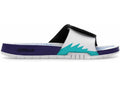 Jordan Hydro 5 Retro Slide White New Emerald Grape in Ice Black - product image from the listing.