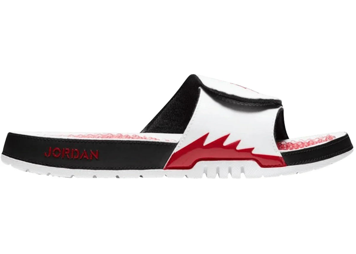 Jordan Hydro 5 Retro Slide White Fire in Red - product image from the listing.