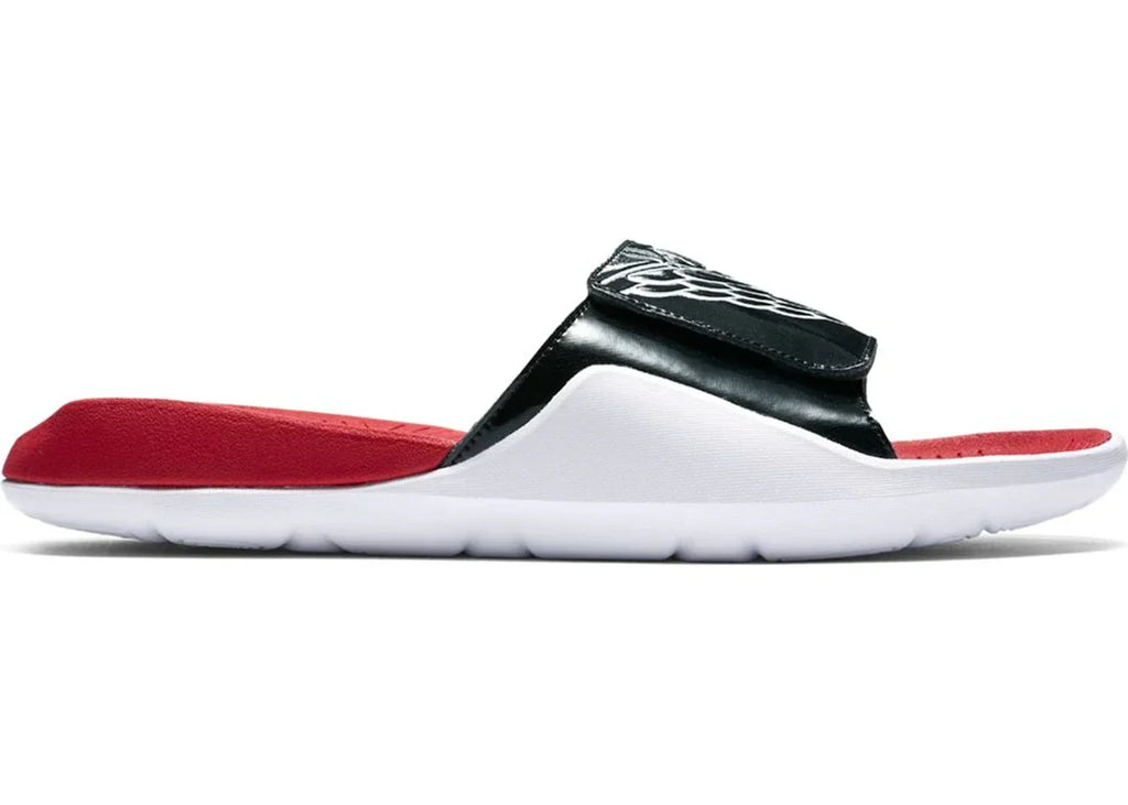 Jordan Hydro 7 Slide Black White Gym in Red - product image from the listing.