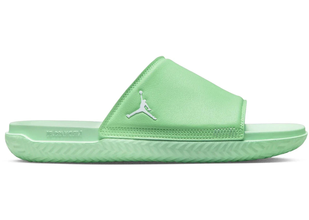 Jordan Play Slide Tourmaline Pistachio Frost in White - product image from the listing.