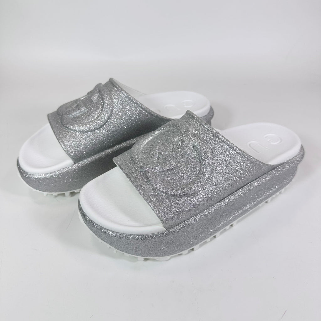 Women's Gucci Interlocking G Platform Glitter Slide Sandal - 10 - product image from the listing.