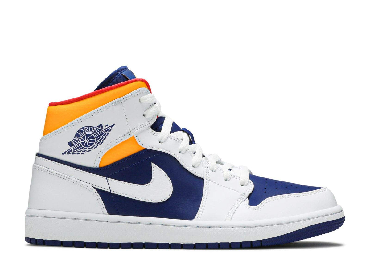 Air Jordan 1 Mid 'White Deep Royal Blue' Sneaker - product image from the listing.