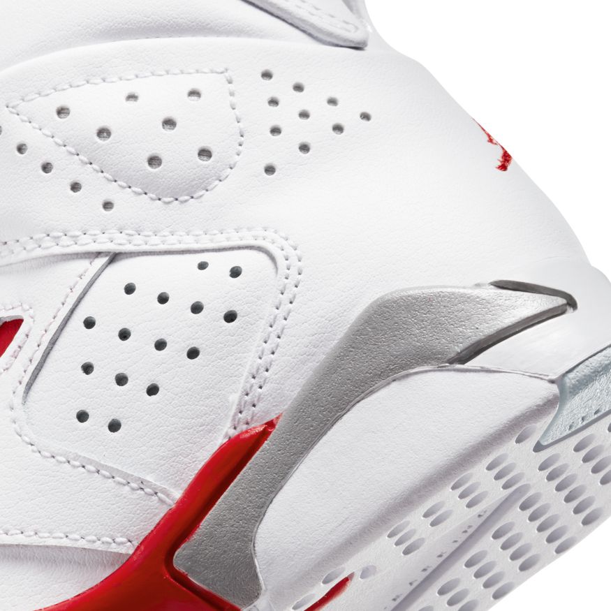 WHITE/UNIVERSITY RED-MTLC PLATINUM - Jordan 6-17-23 (PS) - product image from the listing.