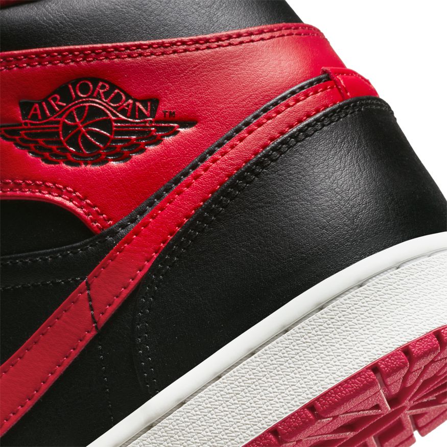 Air Jordan 1 Mid - BLACK/FIRE RED-WHITE for Men - product image from the listing.