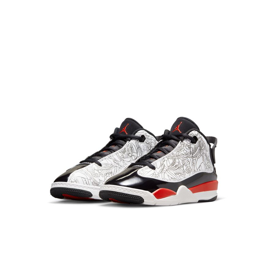 WHITE/FIRE RED-BLACK - Jordan Dub Zero (PS) - product image from the listing.