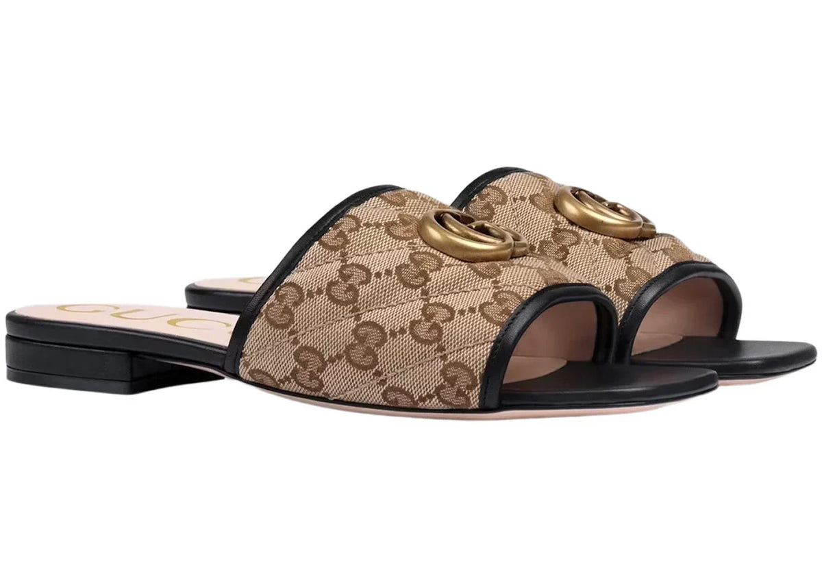 Double G Slide Sandal Black Canvas by Gucci - product image from the listing.