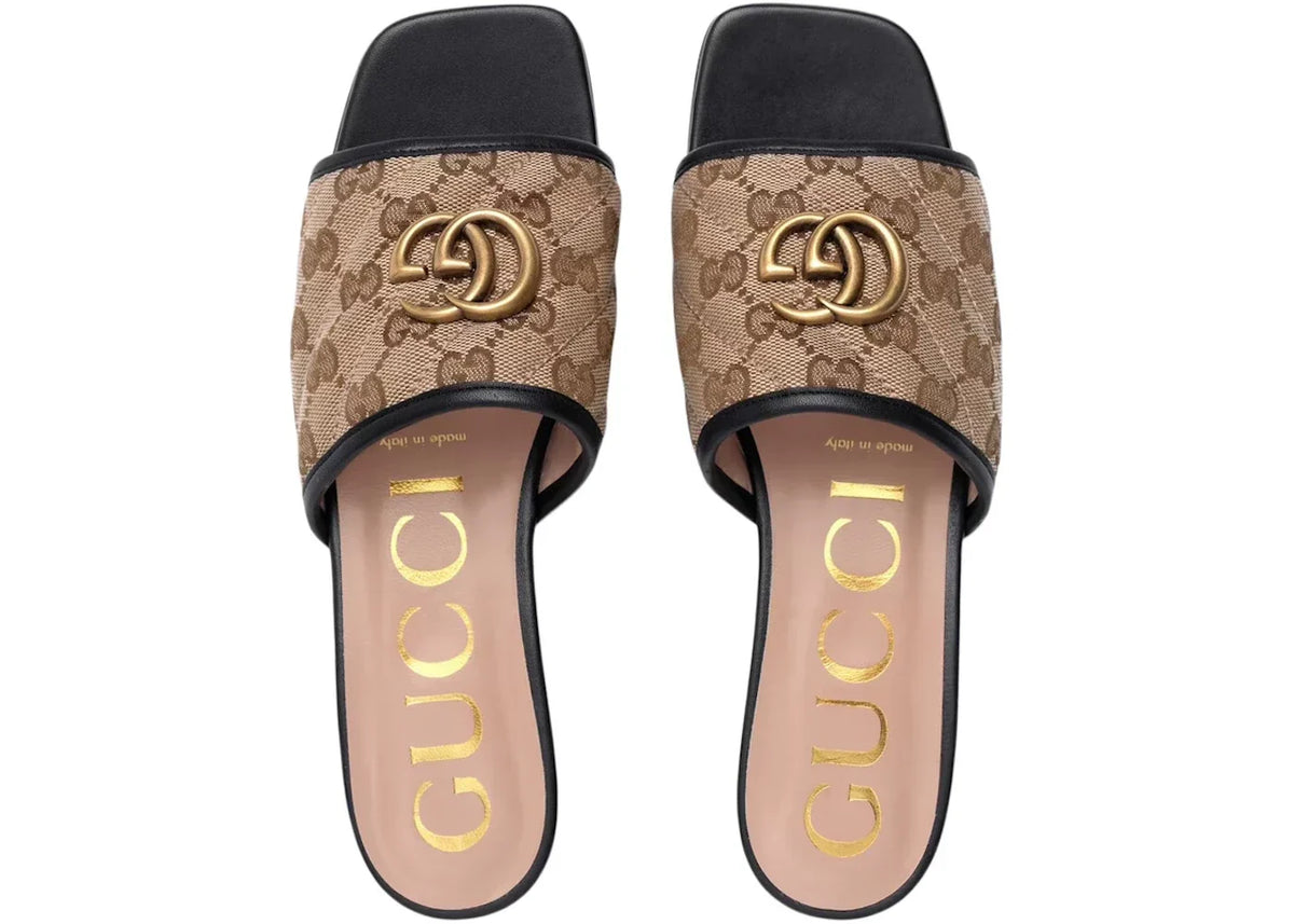 Double G Slide Sandal Black Canvas by Gucci - product image from the listing.
