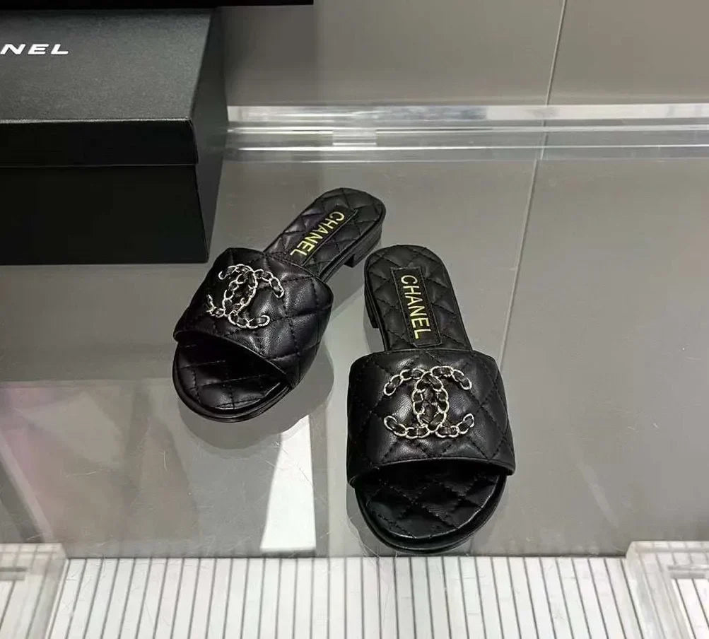 CC Logo Mules Slide Sandal Flop Flat by Chanel - product image from the listing.