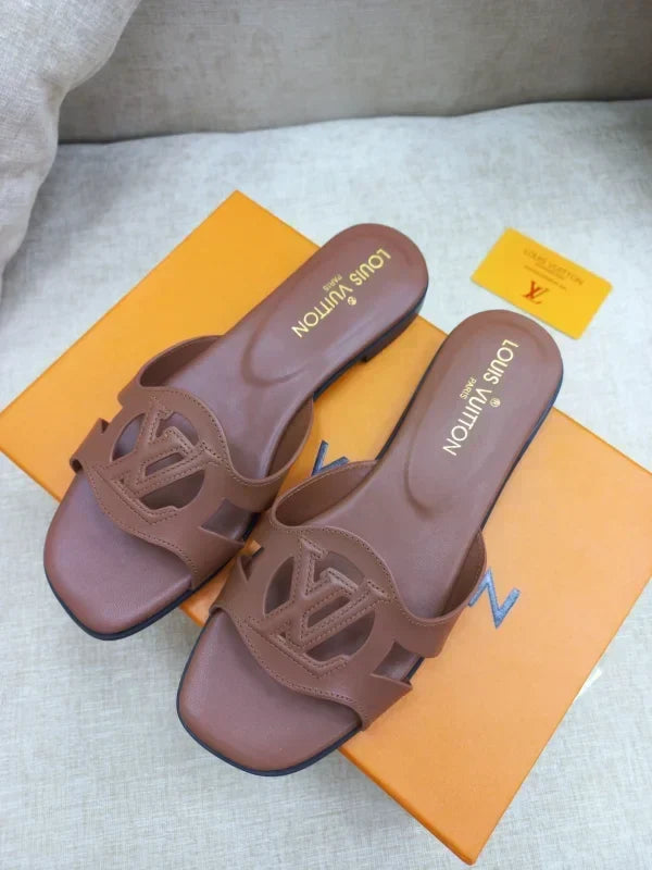 Flat Leather Slippers For Women by Louis Vuitton - product image from the listing.