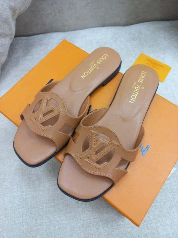 Flat Leather Slippers For Women by Louis Vuitton - product image from the listing.