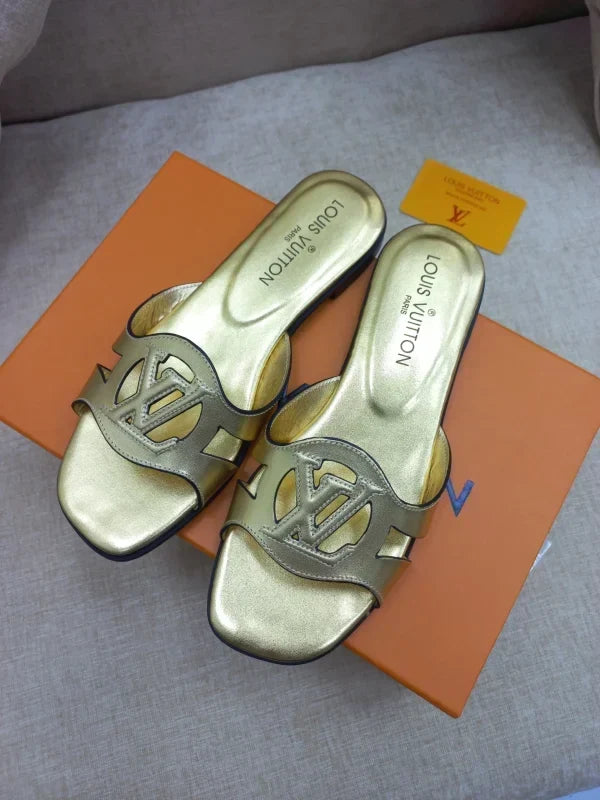 Flat Leather Slippers For Women by Louis Vuitton - product image from the listing.