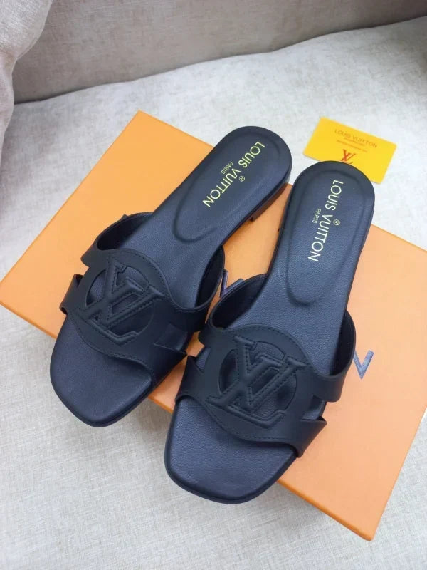 Flat Leather Slippers For Women by Louis Vuitton - product image from the listing.