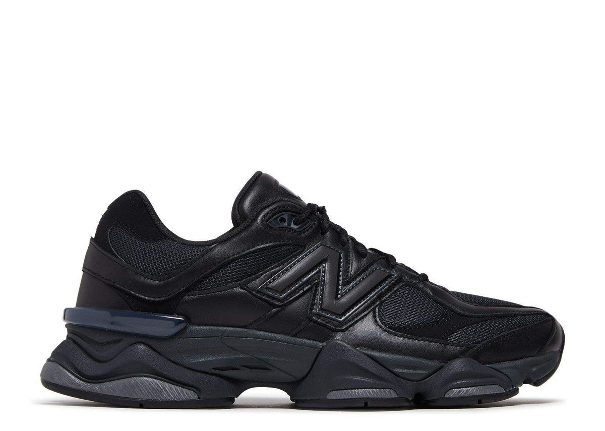 New Balance 9060 Triple Black Leather Sneaker - product image from the listing.