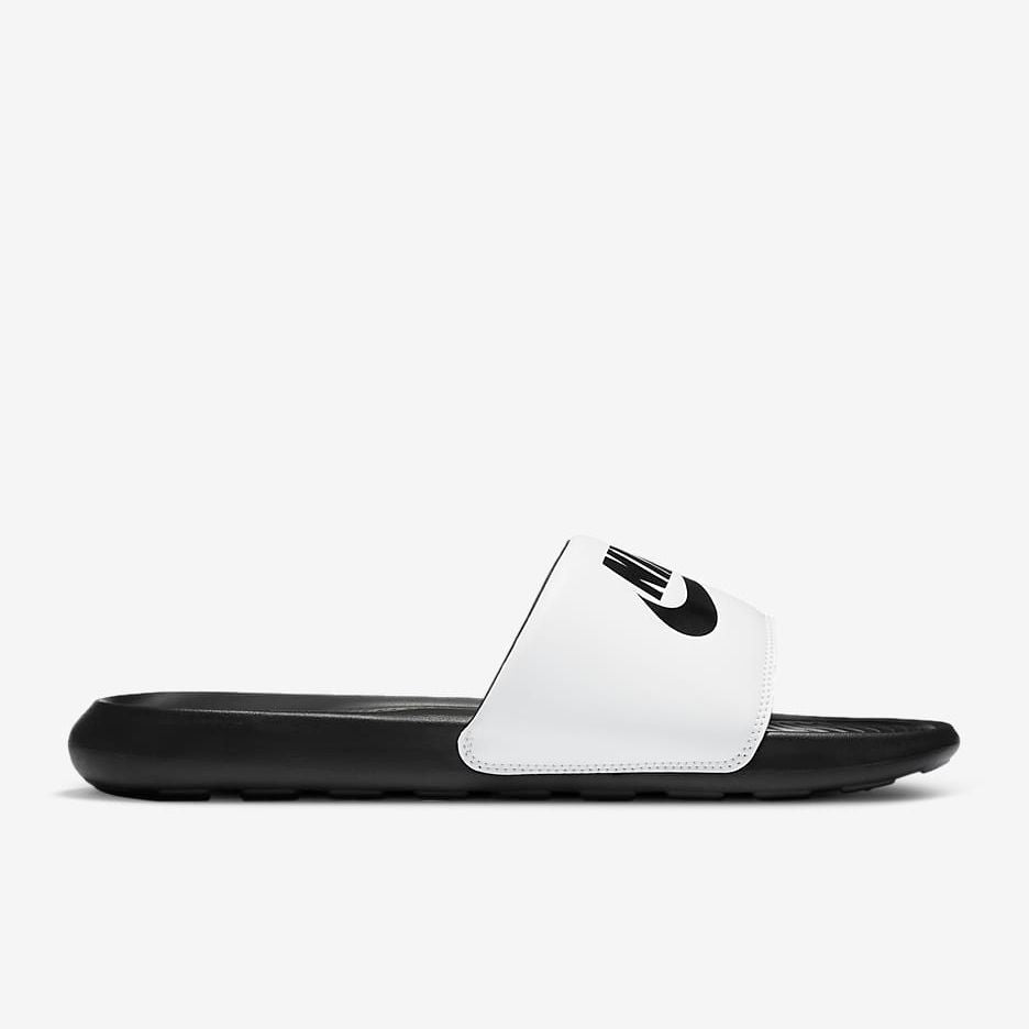 Men's Nike Victori One Slides - Black / White / Black - product image from the listing.
