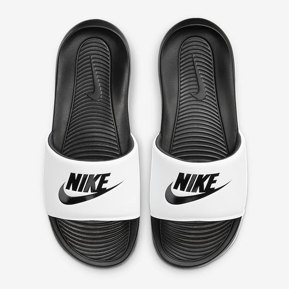 Men's Nike Victori One Slides - Black / White / Black - product image from the listing.