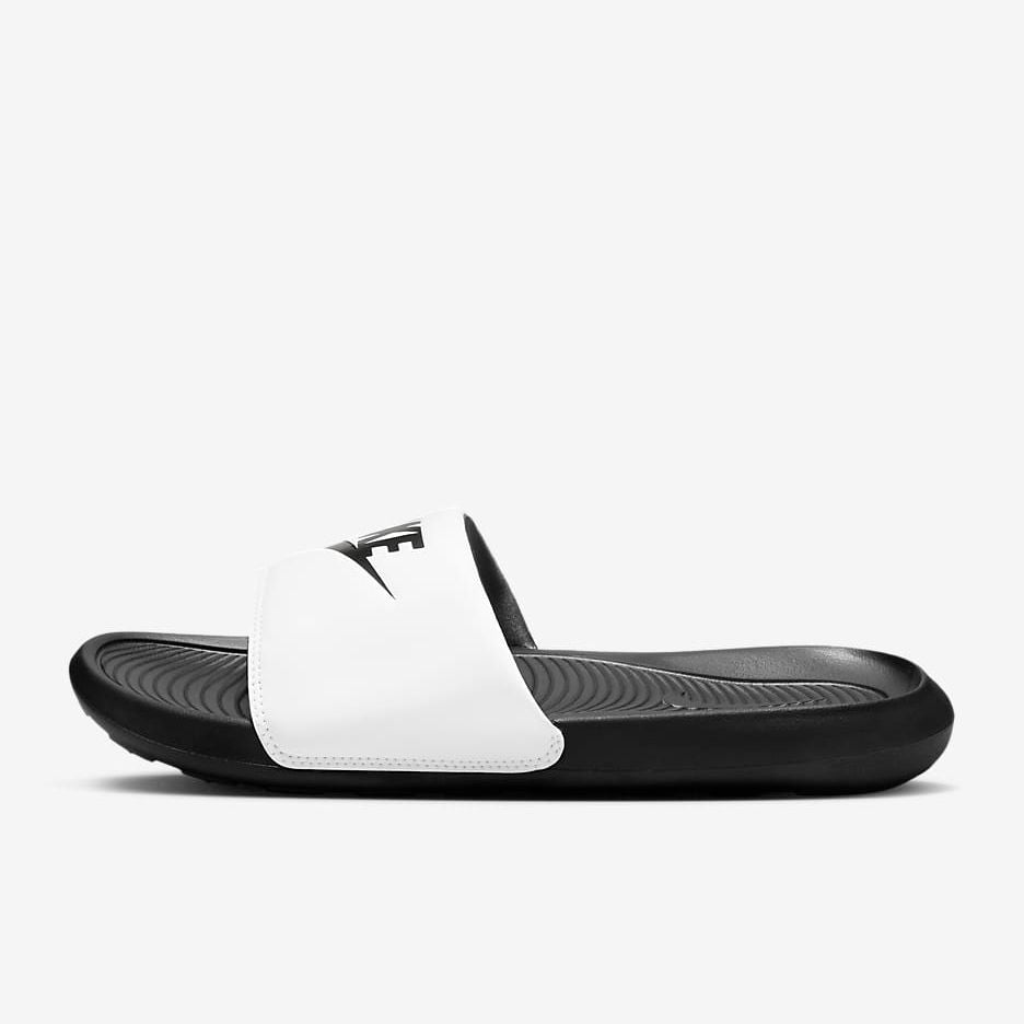 Men's Nike Victori One Slides - Black / White / Black - product image from the listing.