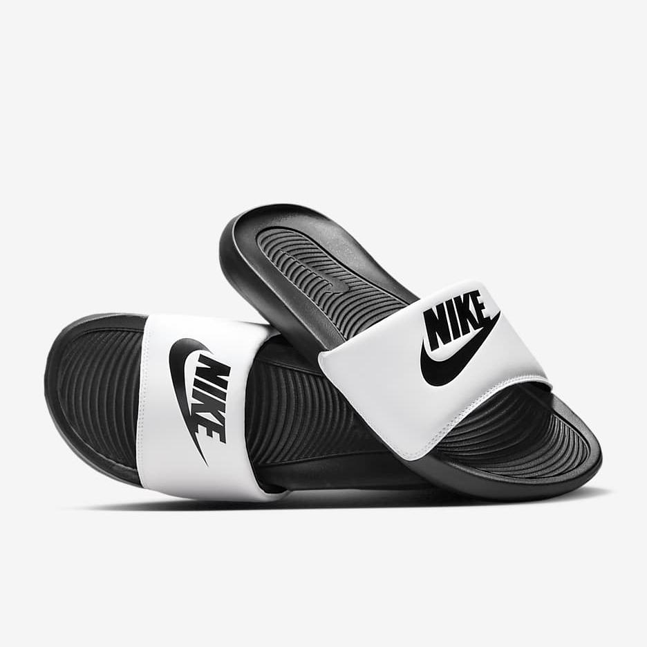 Men's Nike Victori One Slides - Black / White / Black - product image from the listing.