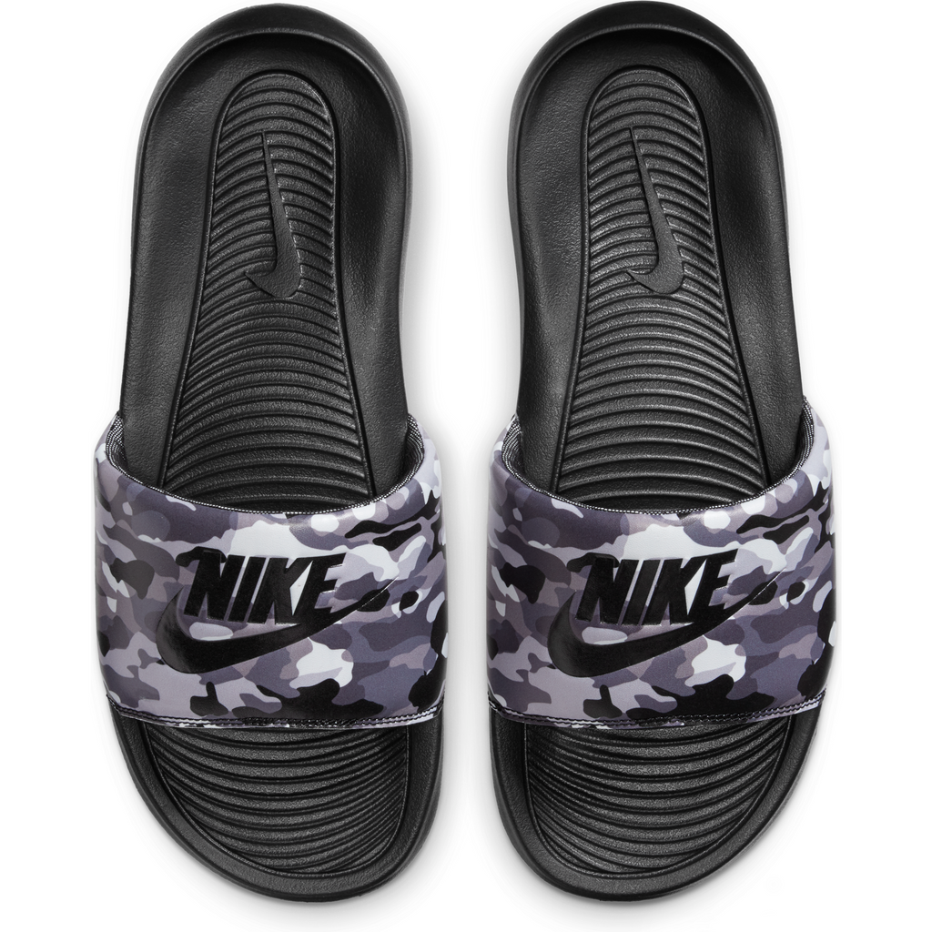 Men's Nike Victori One Slides - Black / Gray Camo - product image from the listing.