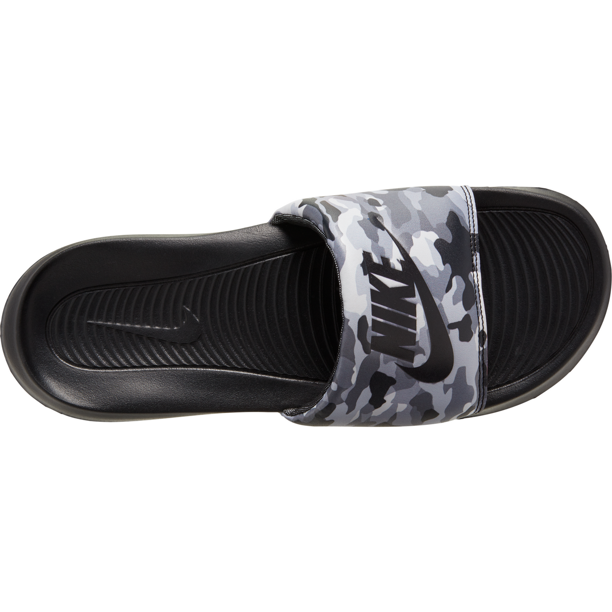 Men's Nike Victori One Slides - Black / Gray Camo - product image from the listing.