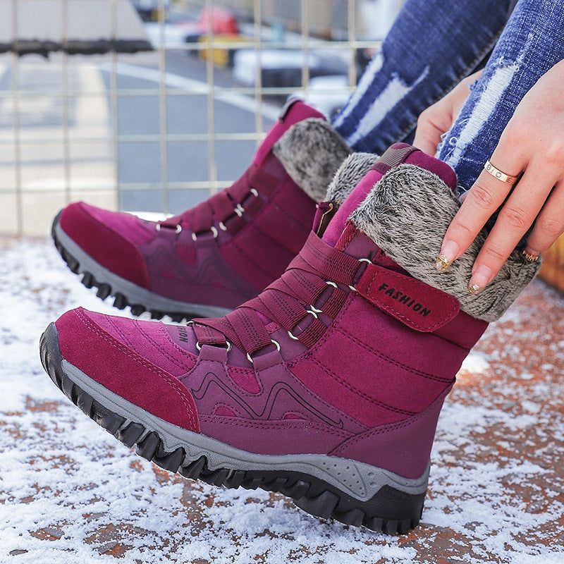 Women's Cross-border Northern Winter Fleece-Lined Warm Thick-Soled Snow Boots, Export-Grade Cotton Shoes, High-Top Shoes, Sizes 35-42 - product image from the listing.