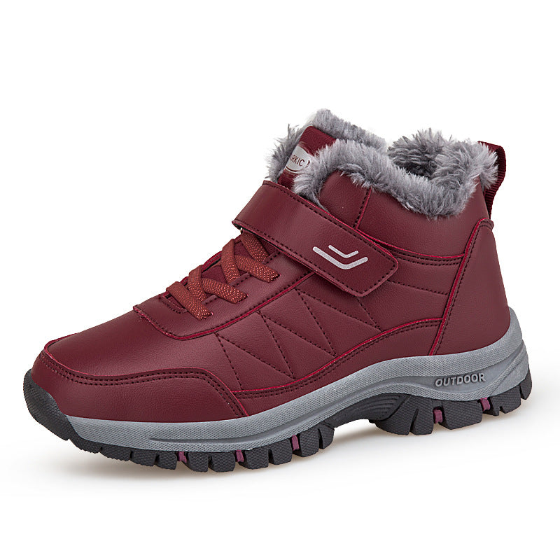Men's Winter Plus-Size Casual Cotton Shoes, Fleece-Lined Warm Outdoor Hiking Shoes, Waterproof and Non-Slip Snow Boots - product image from the listing.